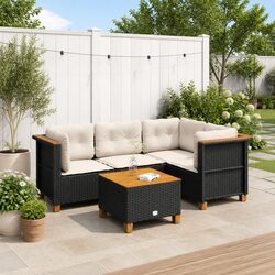 Specifications of Black Poly Rattan 5-Piece Sofa Set