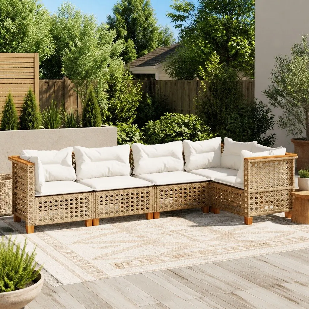 Garden Sofa Set Outdoor Furniture 5 Piece Patio Lounge Seating Beige