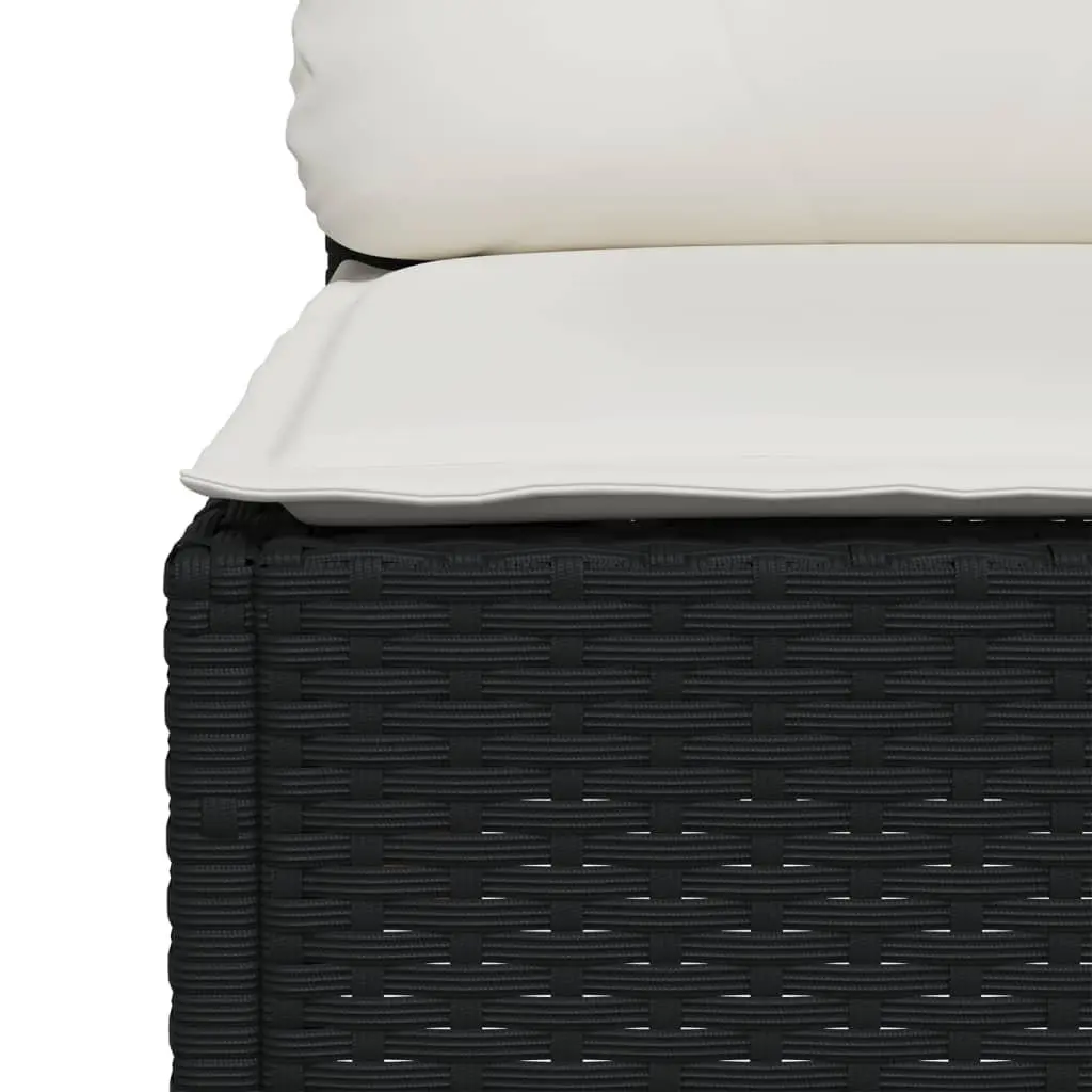 5 Piece Outdoor Garden Sofa Set for Patio Black Poly Rattan Furniture with Cushions
