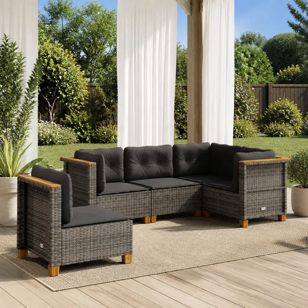 Garden Sofa Set Outdoor Furniture 5 Piece Patio Lounge Suite Grey Cushions