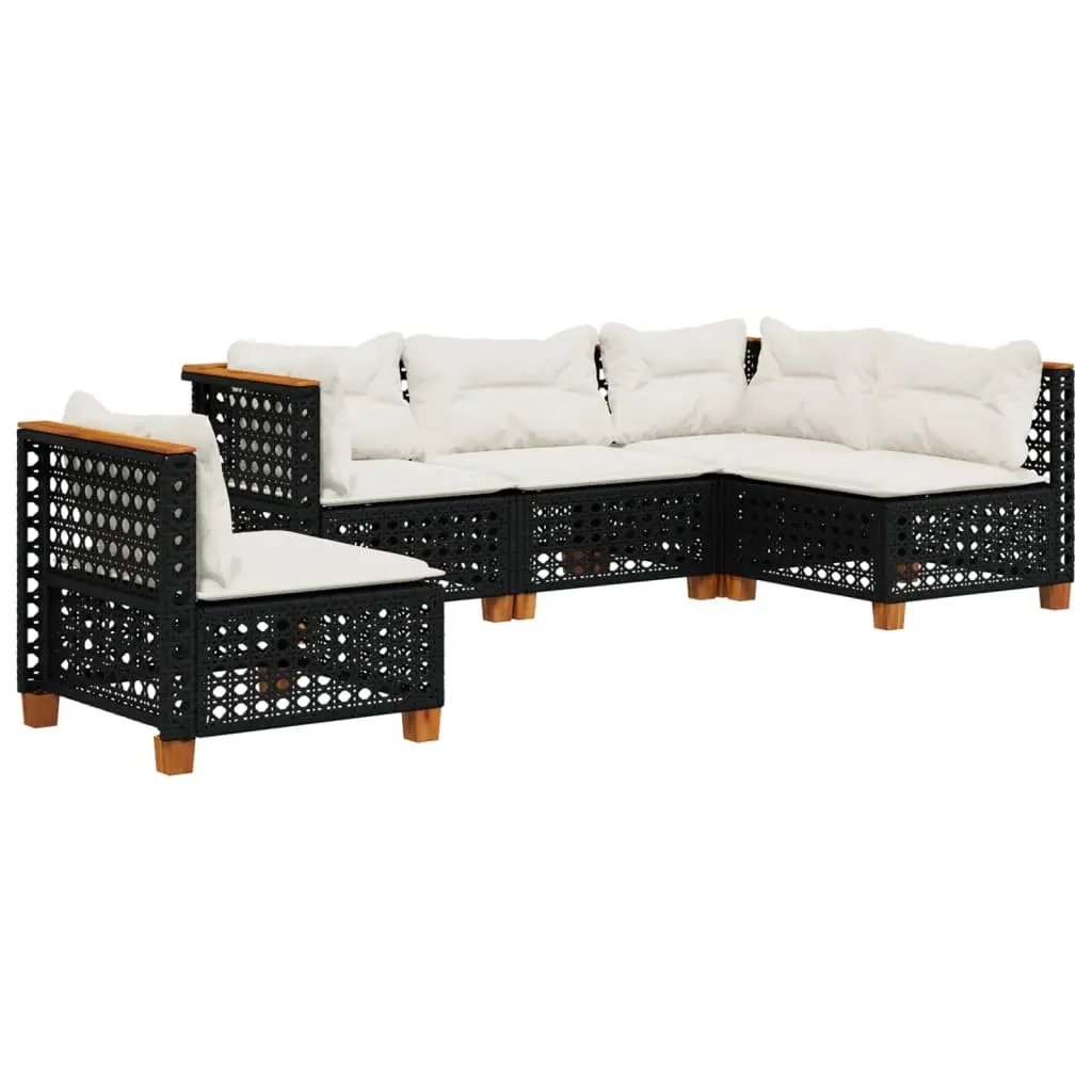 Garden Sofa Set Outdoor Furniture 5 Piece Patio Lounge Rattan Seating Black