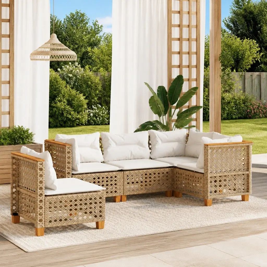 5 Piece Beige Garden Sofa Set
