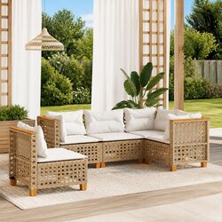 Garden Sofa Set 5 Piece Outdoor Furniture with Cushions Beige Patio Lounger