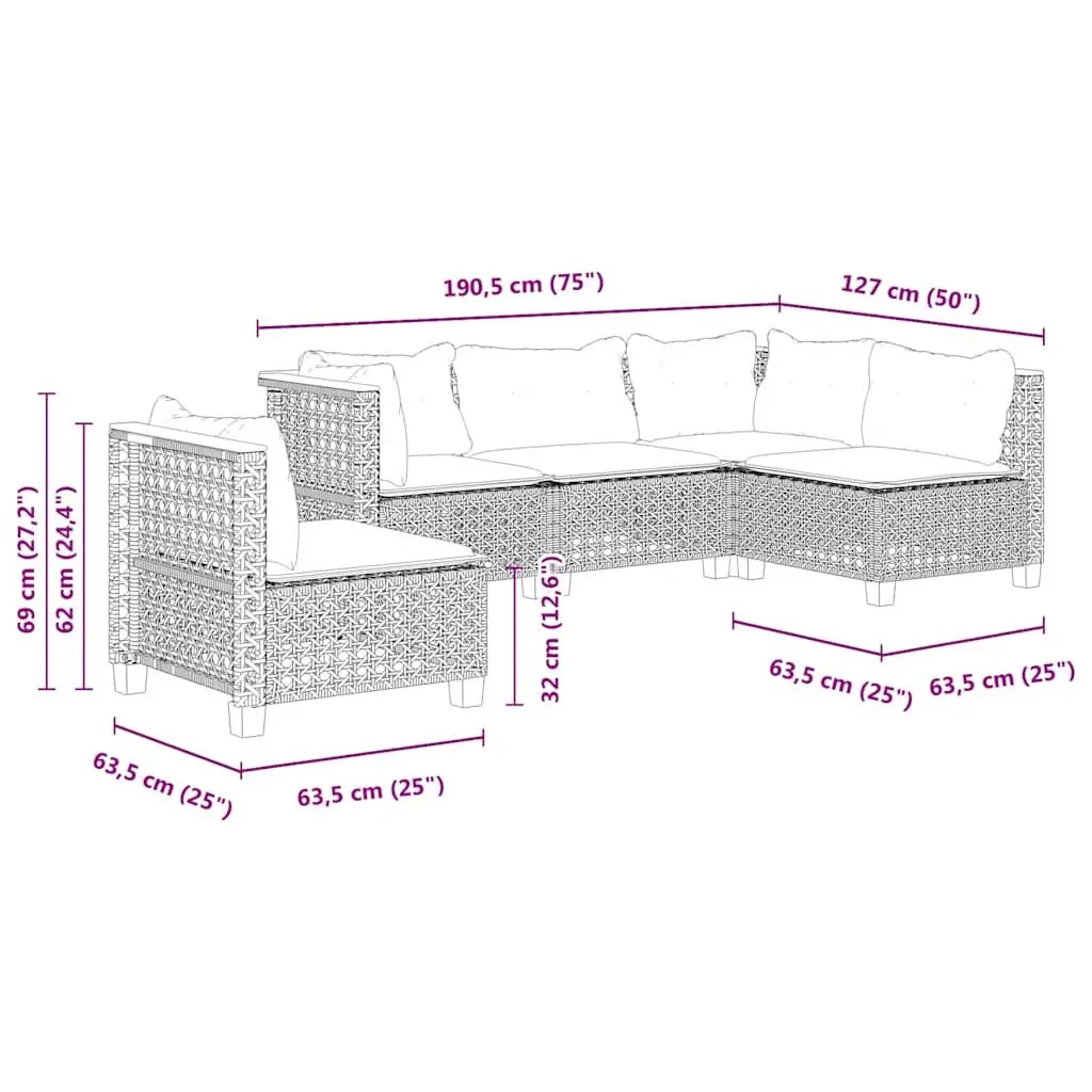 5 Piece Beige Garden Sofa Set