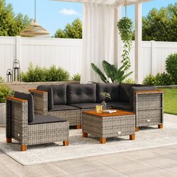 Specifications of 6-Piece Grey Poly Rattan Garden Sofa Set
