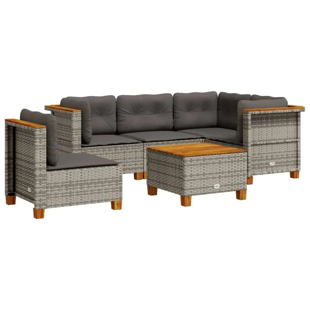 Garden Sofa Set Outdoor Furniture 6 Piece Grey Poly Rattan Patio Modular