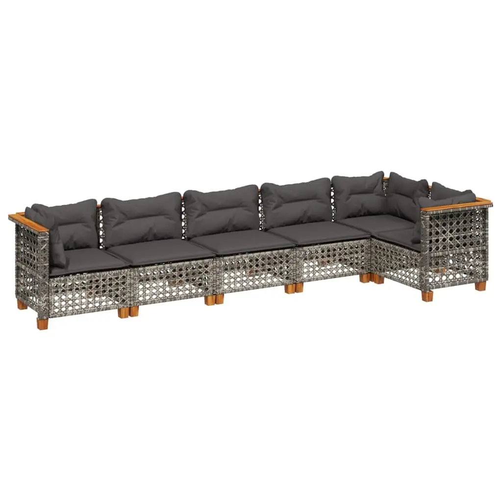 6-Piece Garden Sofa Set with Washable Cushions, Grey