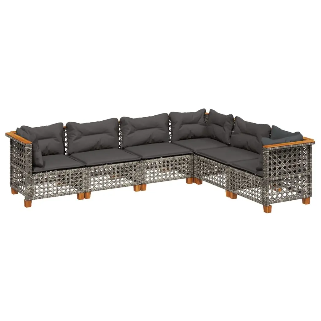 6 Piece Grey Garden Sofa Set