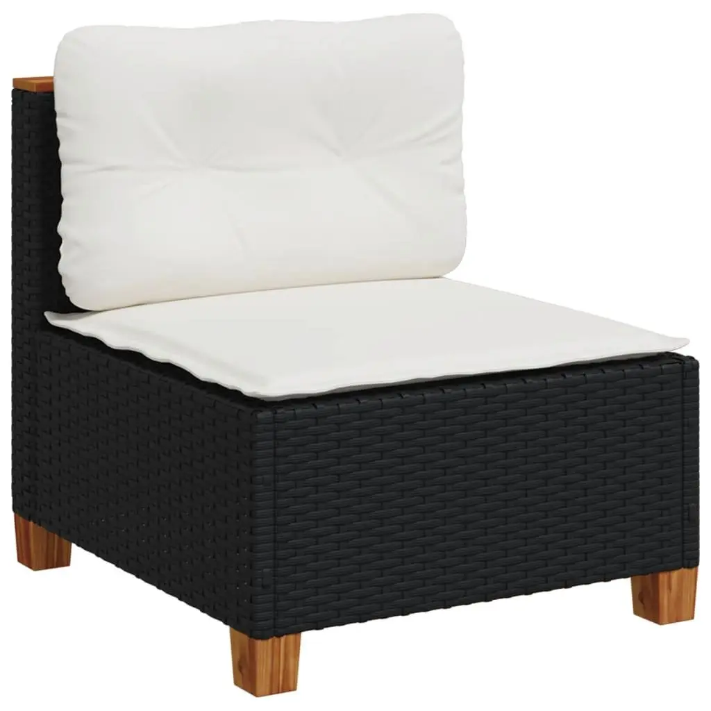 7 Piece Outdoor Garden Sofa Set Patio Furniture with Cushions Black Rattan