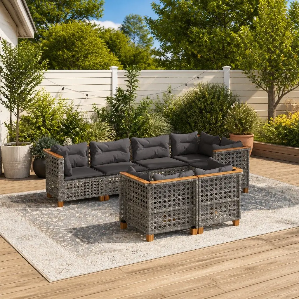 Garden Sofa Set 7 Piece Outdoor Furniture Patio Lounge Grey
