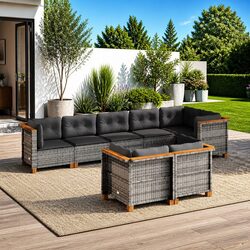 Specifications of Grey 8-Piece Garden Sofa Set