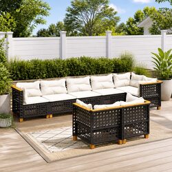 Black Garden Sofa Set, 8-Piece, Weather-Resistant Furniture