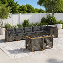 8-Piece Modular Garden Sofa Set with Grey Cushions