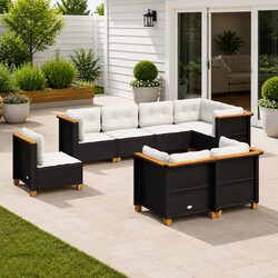 8 Piece Black Outdoor Sofa Set: Specifications and Features
