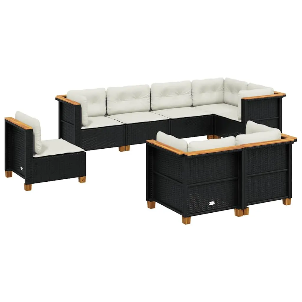 Garden Sofa Set 8 Piece Outdoor Furniture Black Patio Seating with Cushions