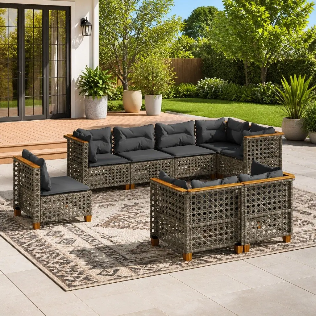 Garden Sofa Set Outdoor Furniture 8 Piece Modular Grey