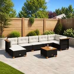 Specifications of 8-Piece Black Garden Sofa Set with Cushions