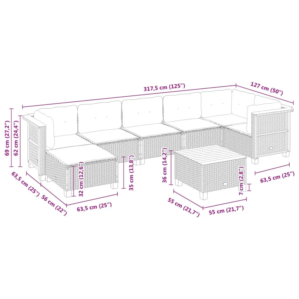 8 Piece Outdoor Garden Sofa Set