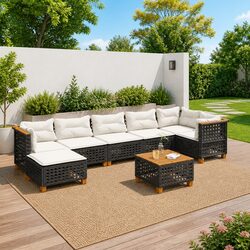 Garden Sofa Set 8 Piece Outdoor Furniture Patio Seating Black Poly Rattan