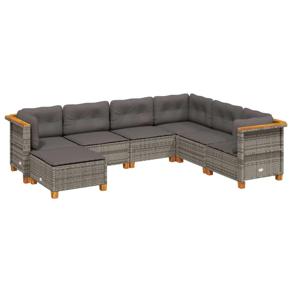 7 Piece Modular Grey Garden Sofa Set