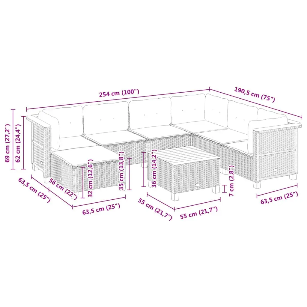 Garden Sofa Set Outdoor Furniture Patio Lounge 8 Piece Black