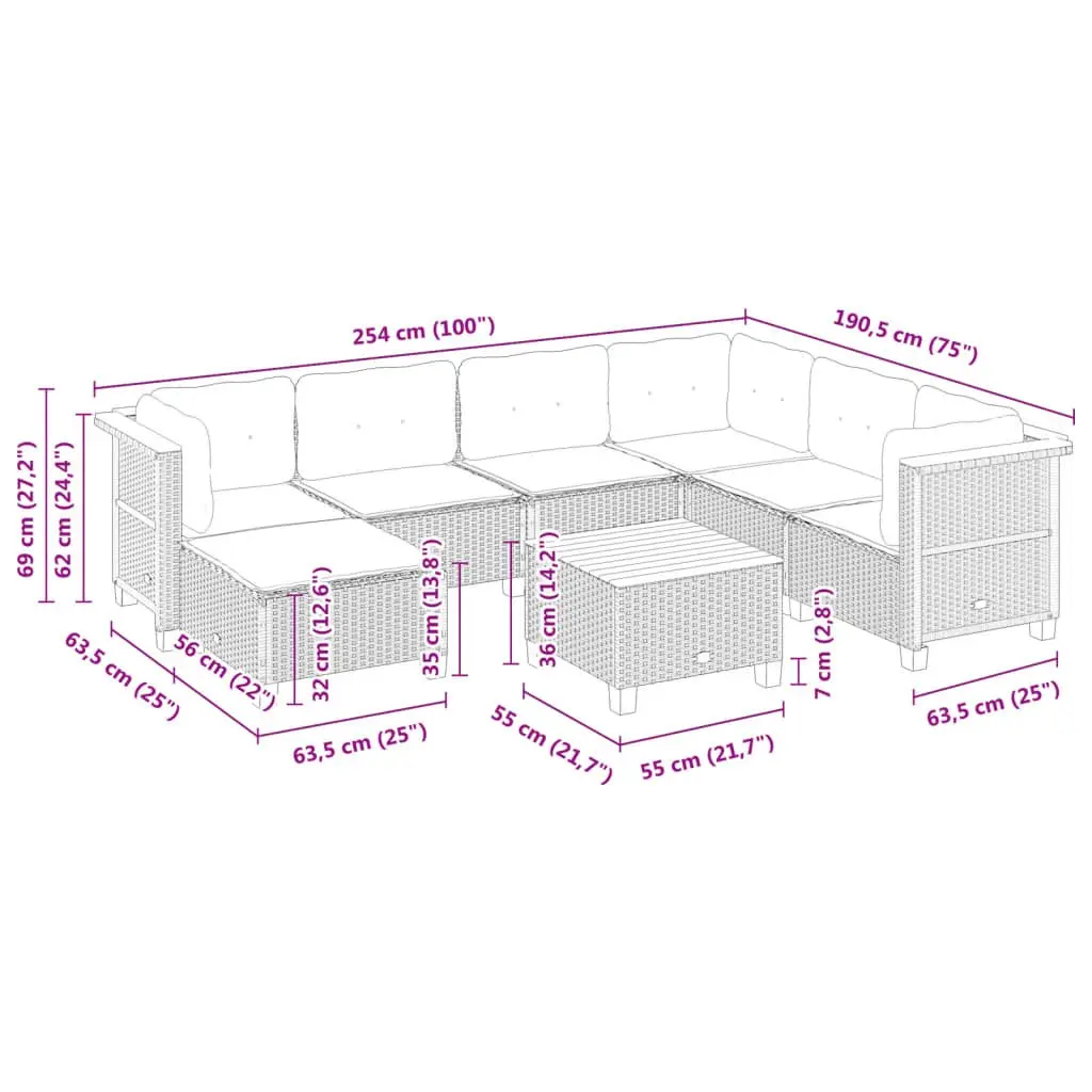 8 Piece Outdoor Grey Sofa Set