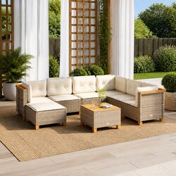 8 Piece Modular Garden Sofa Set with Acacia Wood Table