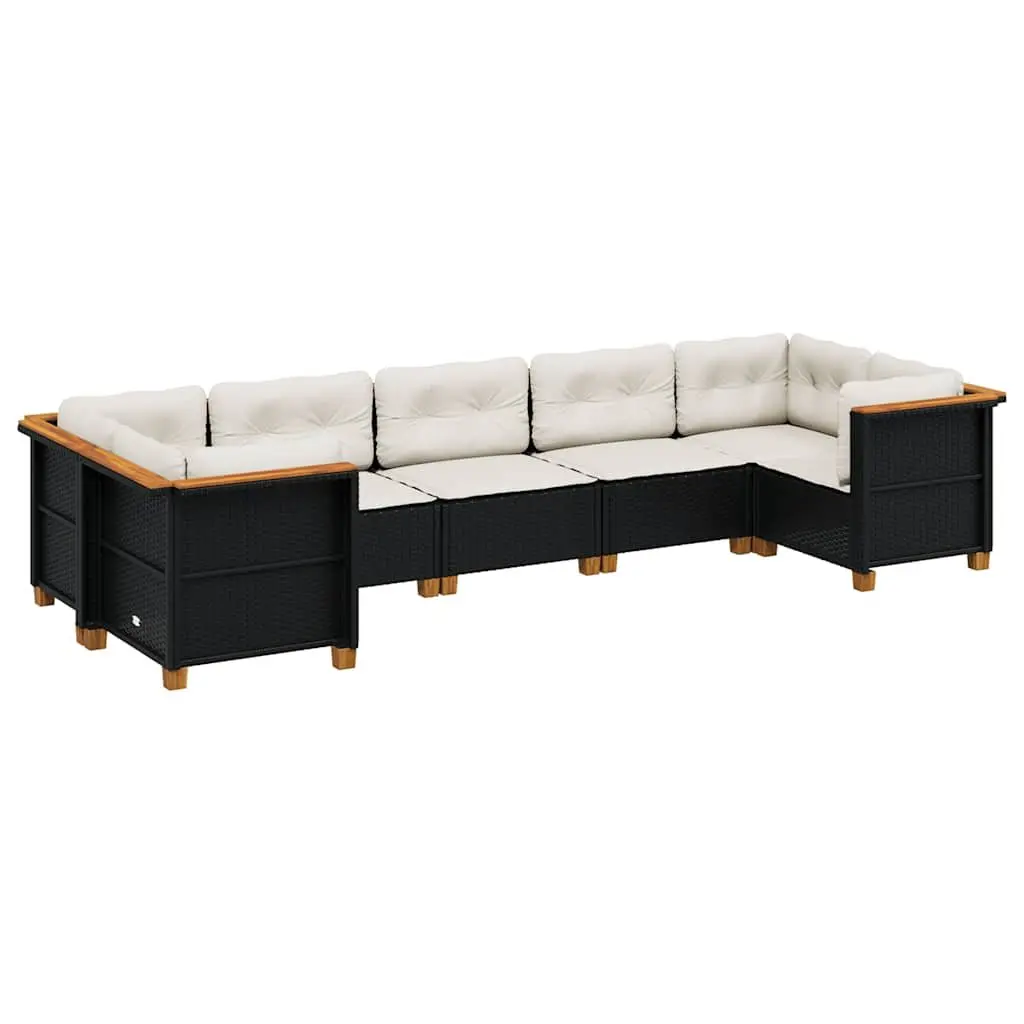 7 Piece Modular Black Sofa Set
