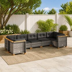 Detailed Specs for 7-Piece Garden Sofa Set - Grey