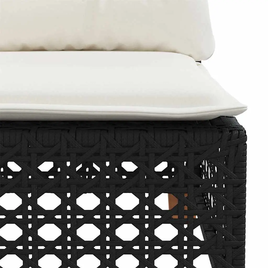 Garden Sofa Set Outdoor Use 7 Piece Black Poly Rattan with Cushions