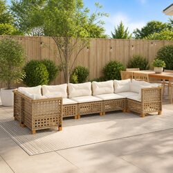 Detailed Specifications of 7-Piece Beige Rattan Sofa Set