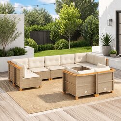 Specifications of 9 Piece Beige Poly Rattan Garden Sofa Set