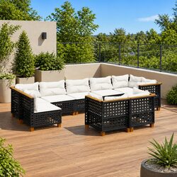 Specifications for 9-Piece Outdoor Garden Sofa Set in Black