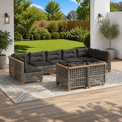 Garden Sofa Set 9 Piece Outdoor Furniture Patio Seating with Cushions Grey