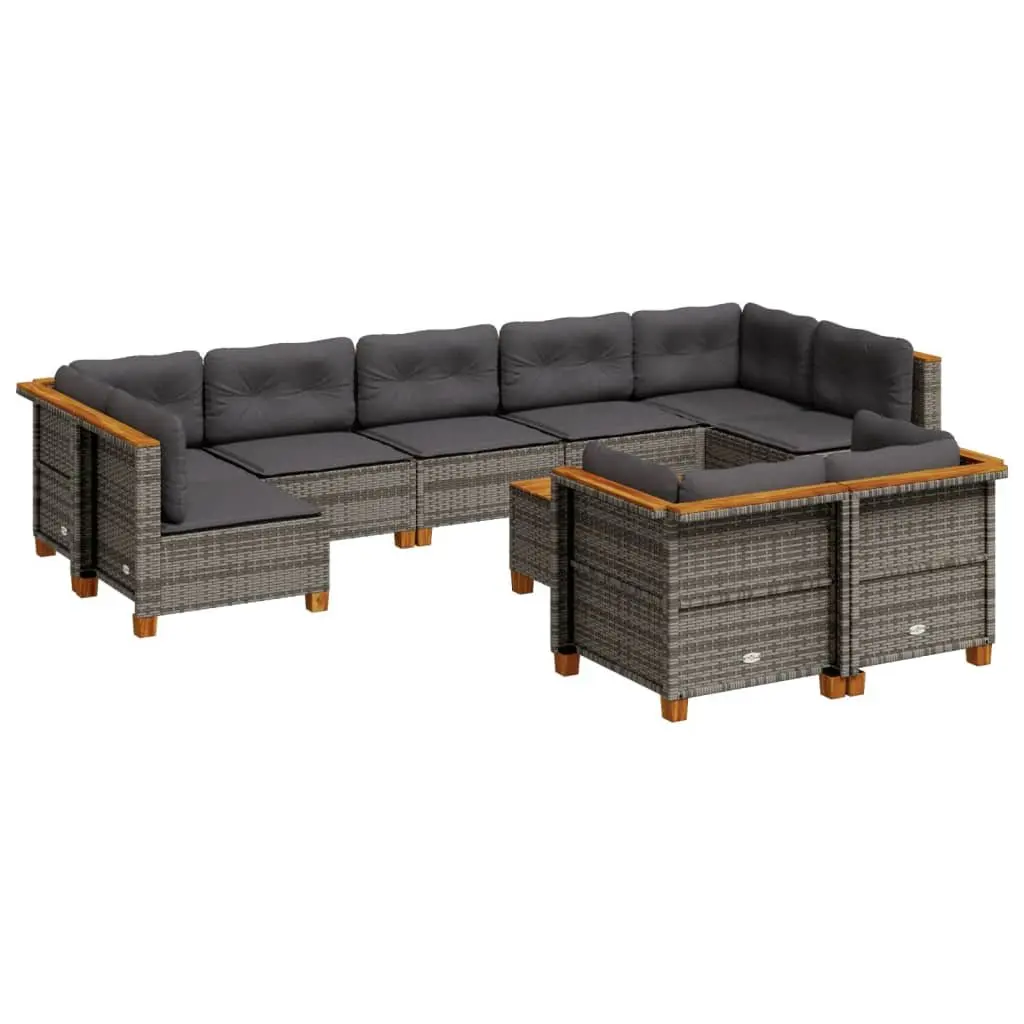10-Piece Grey Garden Sofa Set