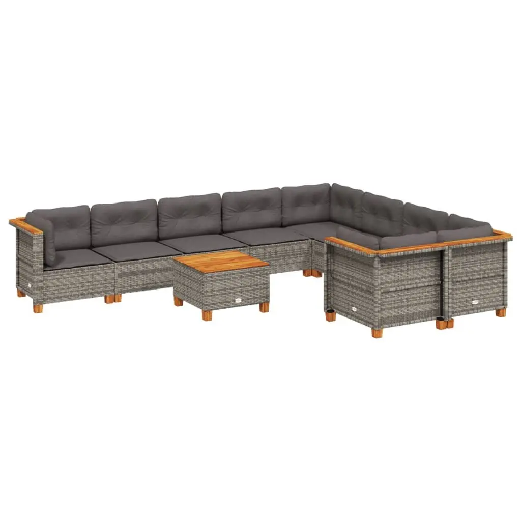 Garden Sofa Set Outdoor Furniture 10 Piece Grey Poly Rattan Patio Lounge