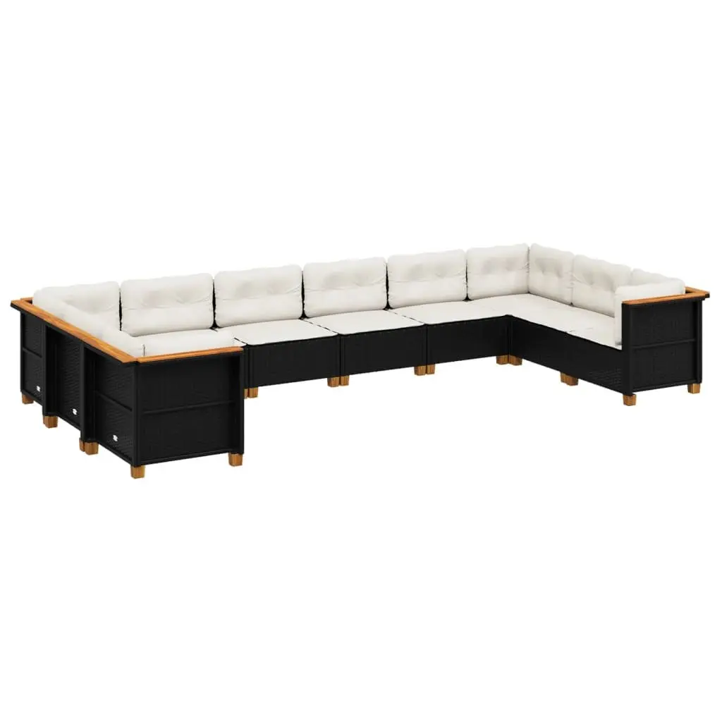Garden Sofa Set Outdoor Furniture Patio Seating 10 Piece Black Poly Rattan