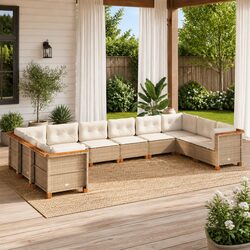 Outdoor Furniture Set 10 Piece Modular Beige Sofa Set