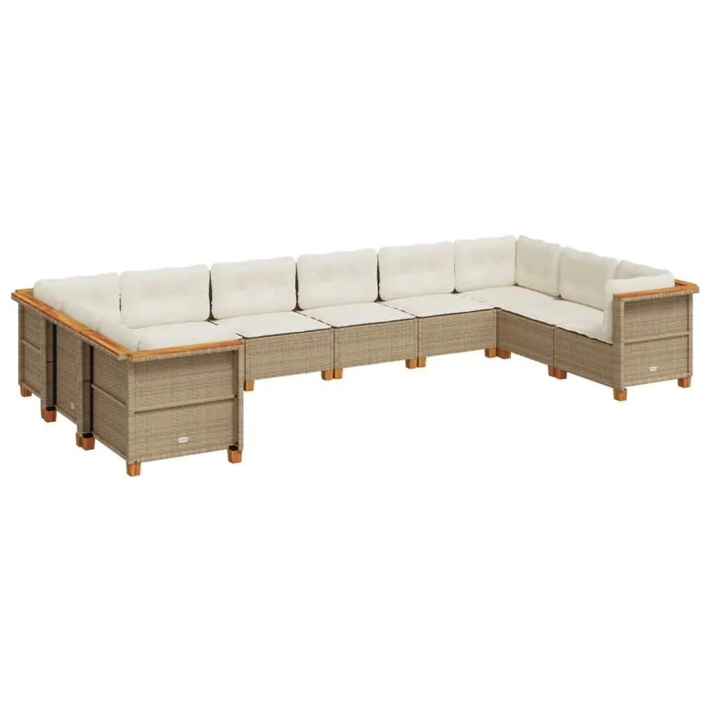 Garden Sofa Set Outdoor Furniture 10 Piece Beige with Cushions