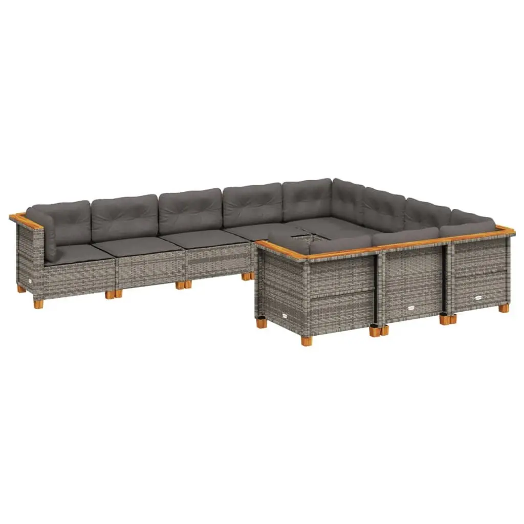 10 Piece Grey Modular Garden Sofa Set
