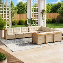 Detailed Specs of 10-Piece Garden Sofa Set in Beige