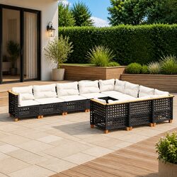 Specifications for 10-Piece Outdoor Black Rattan Sofa Set