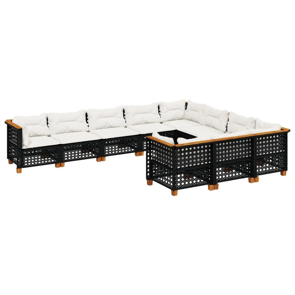 10-Piece Outdoor Black Rattan Sofa Set