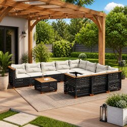 Specifications of the 11-Piece Black Rattan Garden Sofa Set