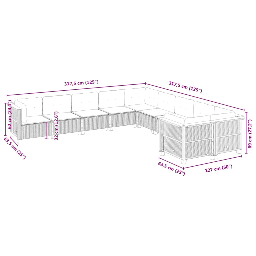10-Piece Modular Garden Sofa Set