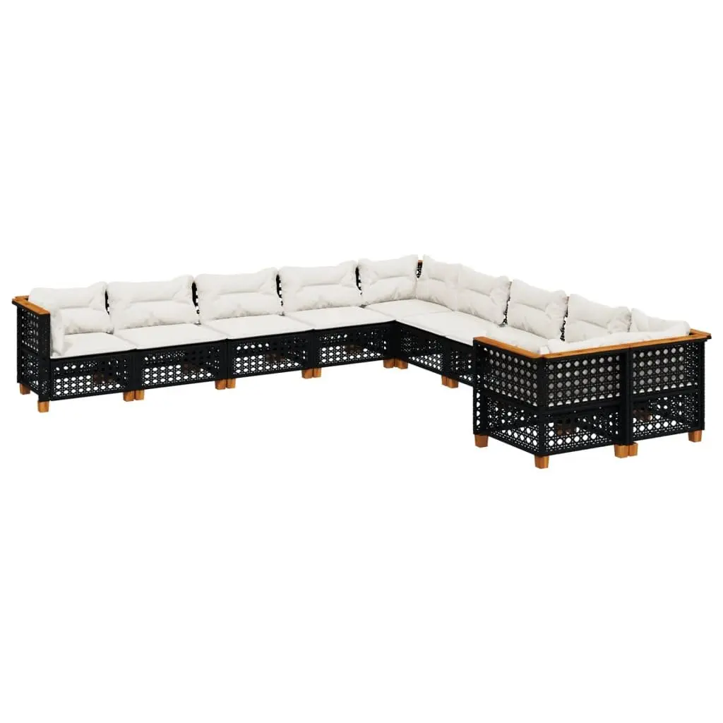 10 Piece Modular Outdoor Garden Sofa Set for Patio with Cushions Black