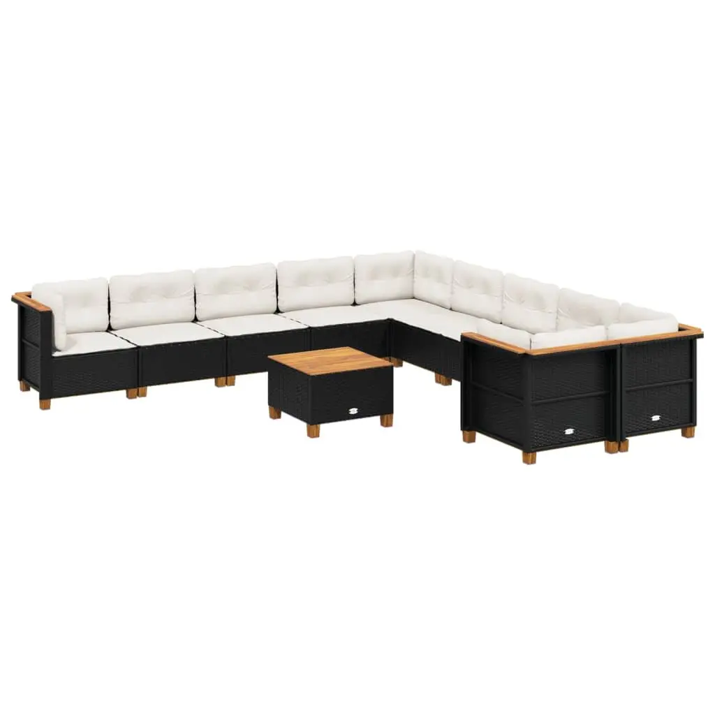 Garden Sofa Set Outdoor Furniture 11 Piece Cushioned Seating Black