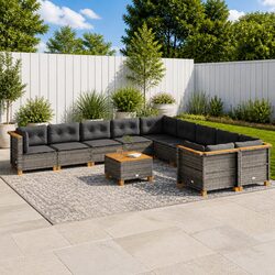 11-Piece Grey Outdoor Sofa Set with Modular Design
