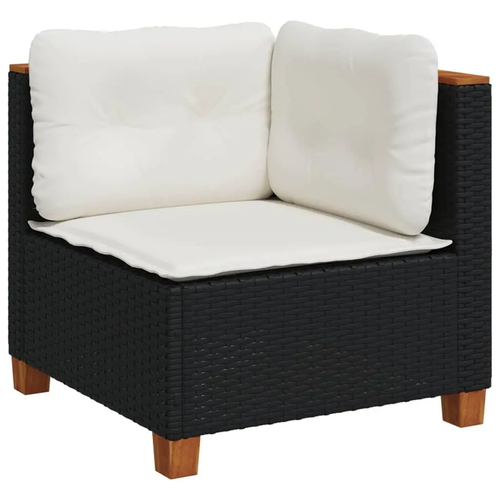 Garden Sofa Set Outdoor Use 11 Piece Black Poly Rattan with Cushions