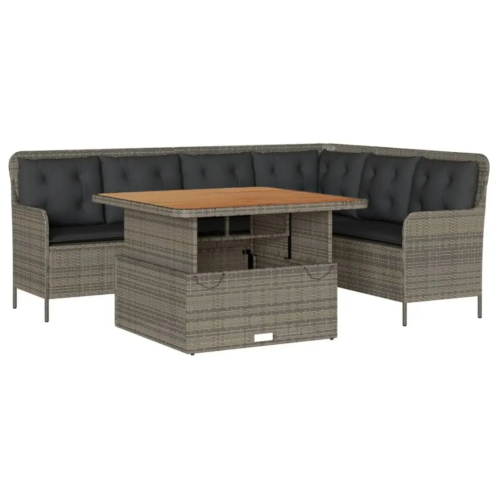 Garden Sofa Set 2 Piece Outdoor Furniture with Cushions Grey Poly Rattan Patio